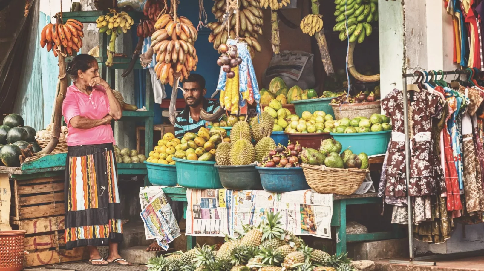 stand de fruits au sri lanka durant un circuit