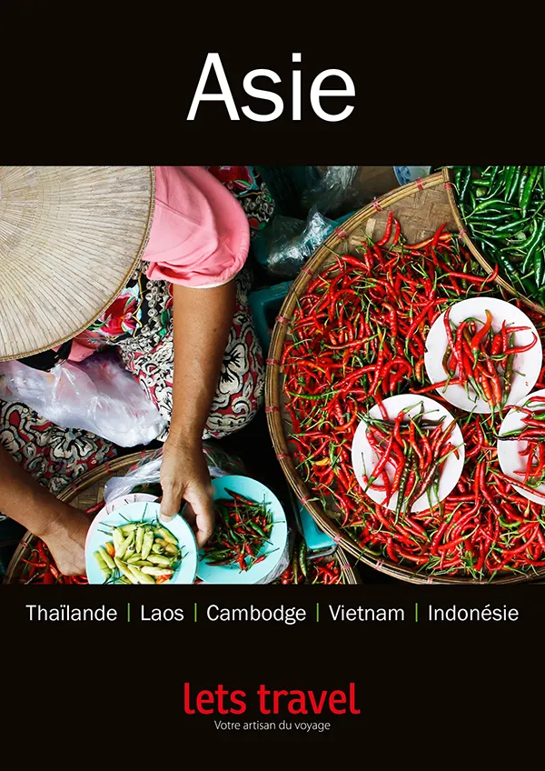 Marché coloré en Asie — Un spectacle vibrant de piments frais et d'épices locales.